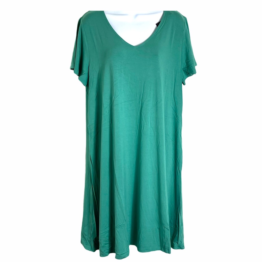 Ava & Viv emerald green shirt dress New